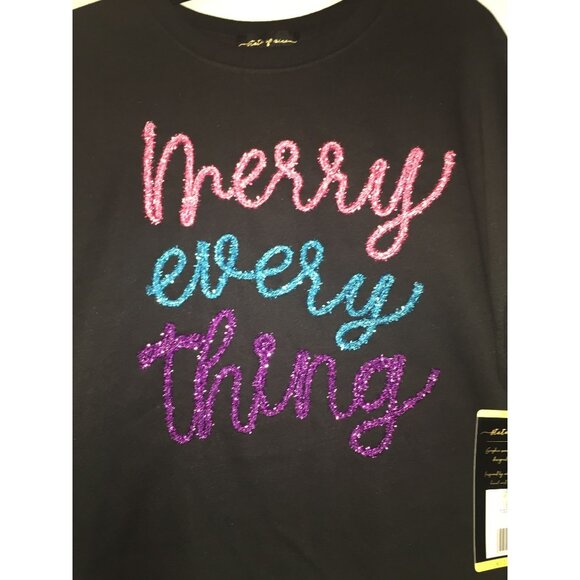 Merry Everything Black Sparkle Sweatshirt By State Of Mine - Picture 1 of 7
